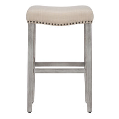 29" Upholstered Antique Gray Bar Stool, Set of 2