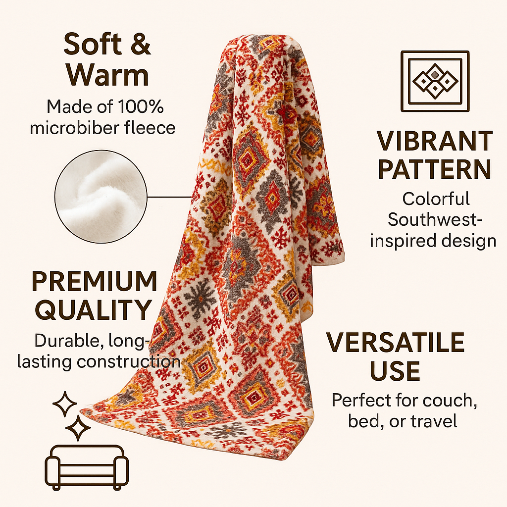  DaDa Bedding Collection DaDa Bedding Southwestern Havana Geometric Soft Plush Fleece Flannel Throw Blanket (XY1012) by DaDa Bedding Collection - 50