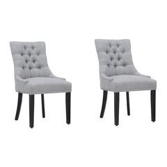 Upholstered Wingback Button Tufted Dining Chair, Set of 2