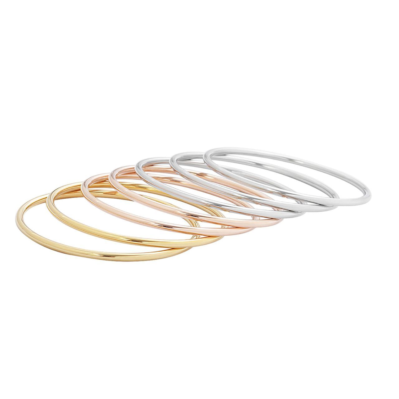  Gemesis Jewels by Edforce Seven Thin Round Bangle Set - Tri-Color - Bonton