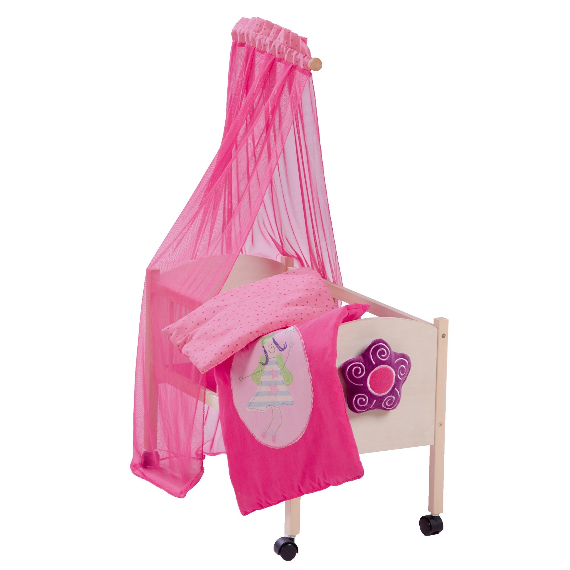  Roba-Kids Baby Doll Canopy Bed Set in Pink, Kids Ages 3+ - Multi - Bonton