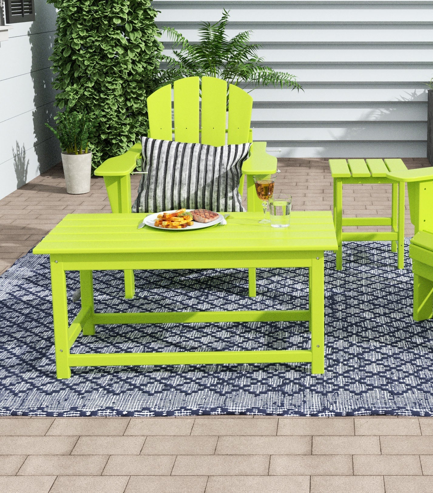  Westin Furniture Outdoor Patio Classic Adirondack Coffee Table - Lime Green - Bonton