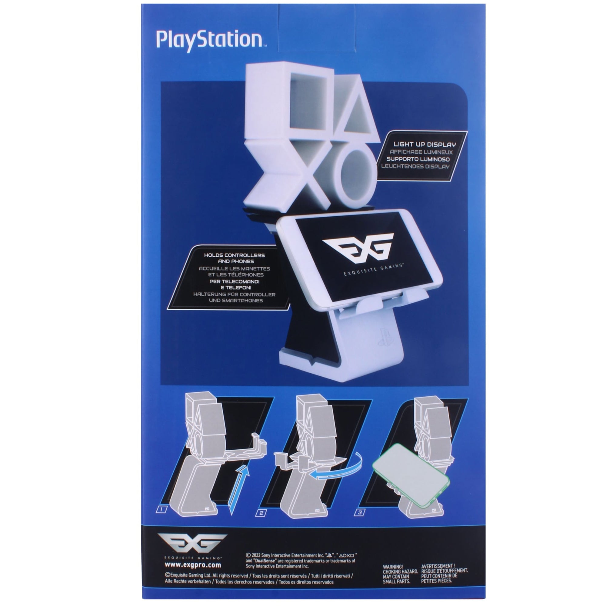  Exquisite Gaming LED IKONS PlayStation Logo Charging Phone & Controller Stand - Multi - Bonton