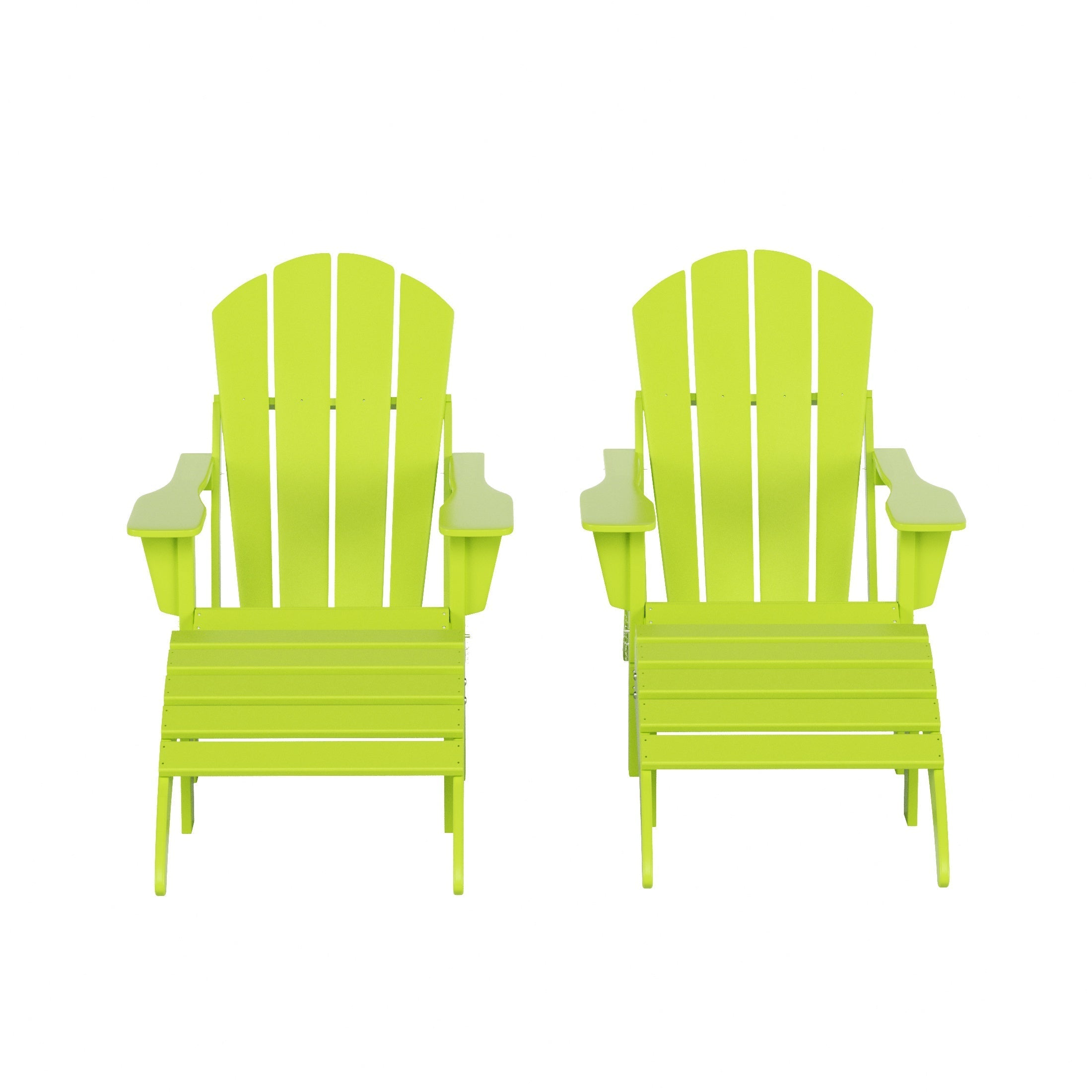  Westin Furniture 4-Piece Adirondack Conversation Chair with Footrest Ottoman Set - Lime - Bonton