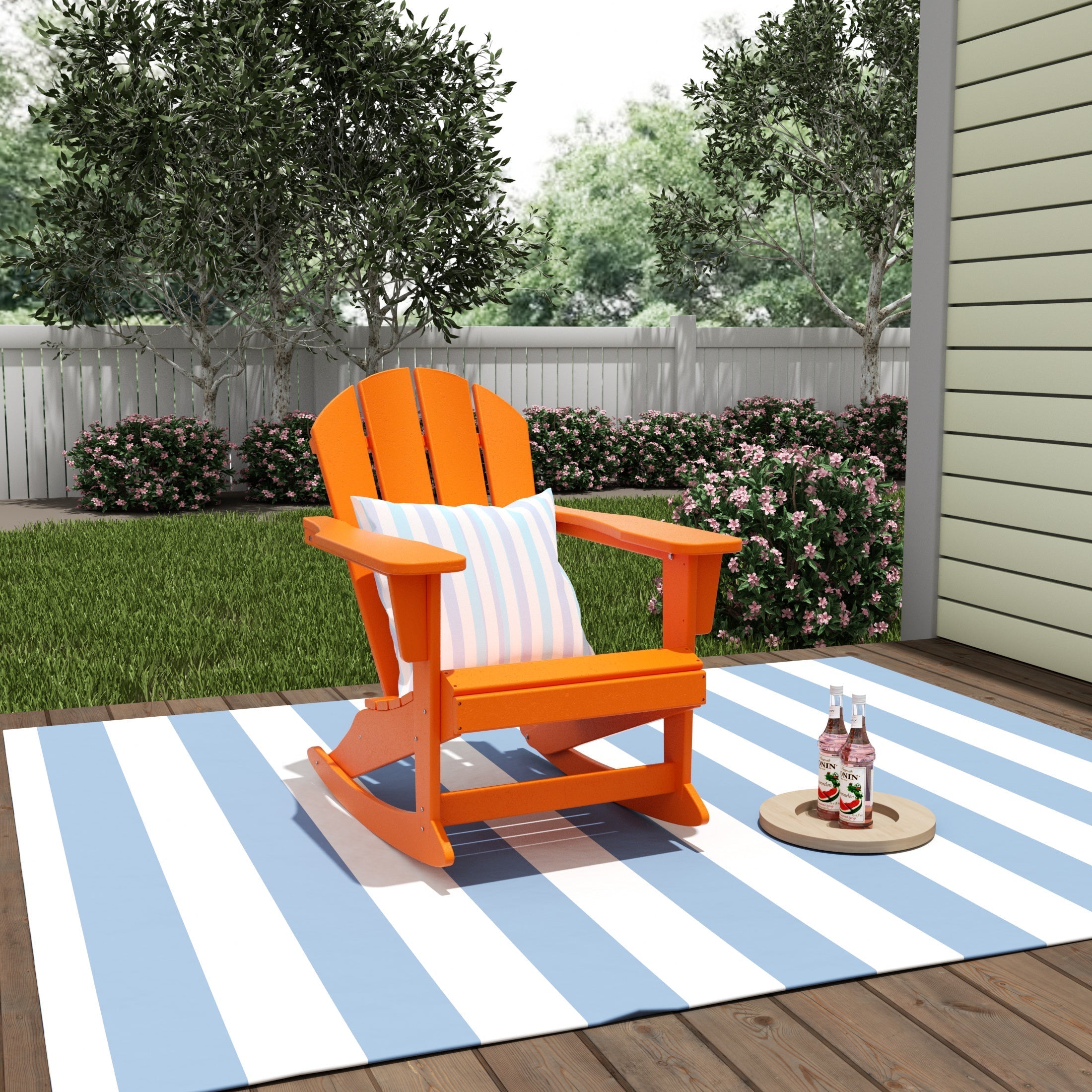  Westin Furniture Classic Porch Outdoor Patio Rocking Adirondack Chair - Orange - Bonton