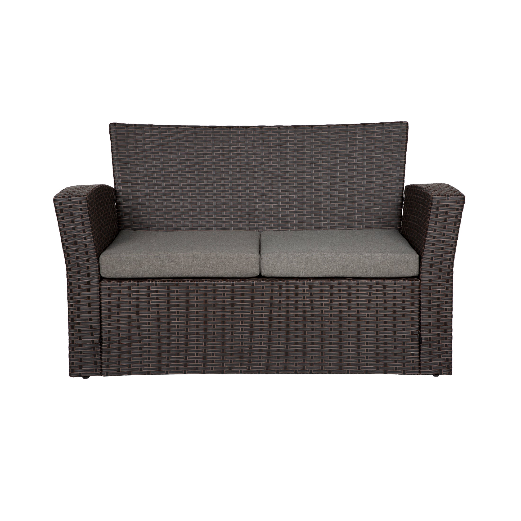  Westin Furniture 4-Piece Conversation Outdoor Patio Sofa Set with Cushions - Chocolate/Gray - Bonton