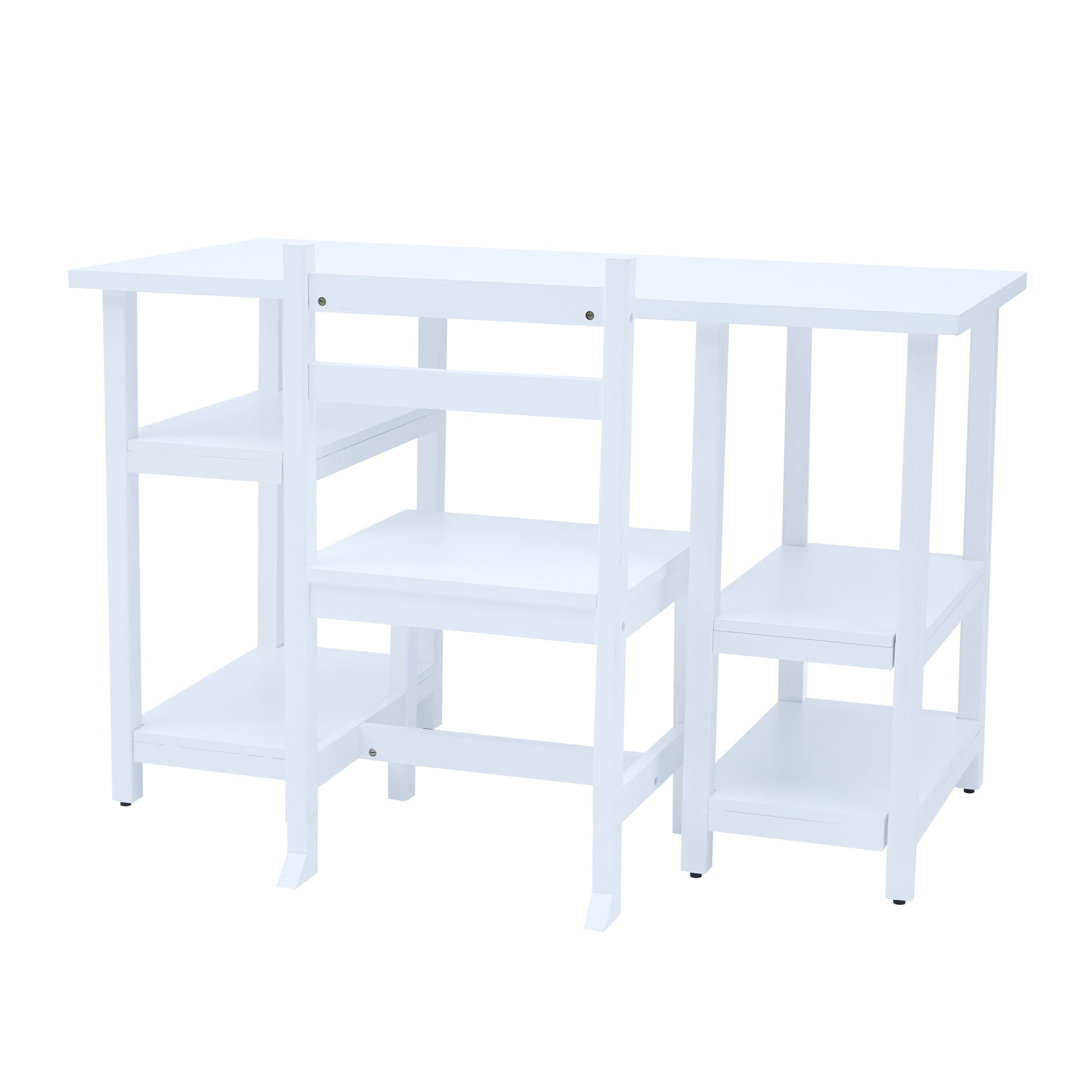  Teamson Kids Fantasy Fields - Kids Wooden Desk & Chairs Set with Shelves On The Side - White - Bonton