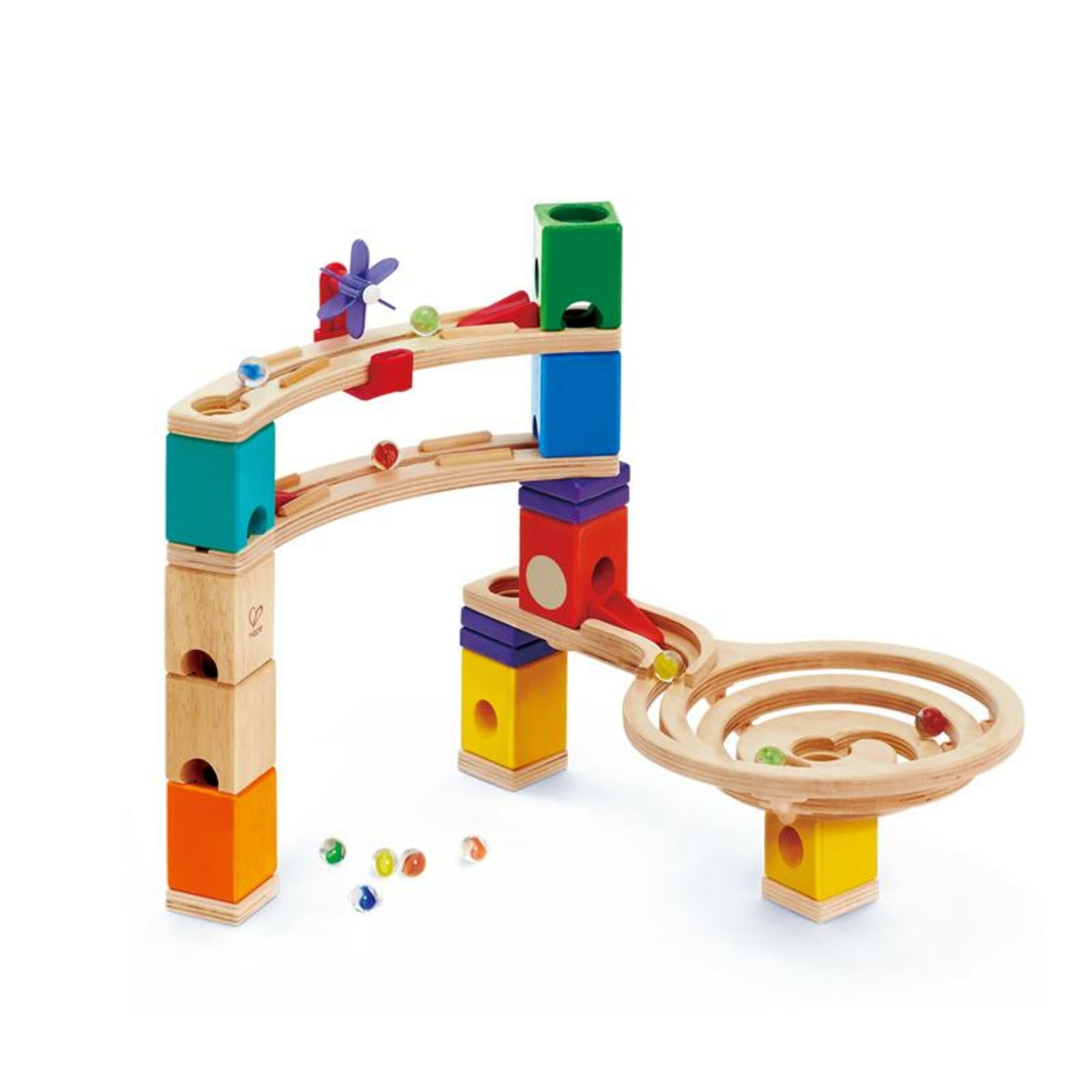  Hape Hape Quadrilla Wooden Marble Run DIY Construction, 58 Pieces - Multi - Bonton