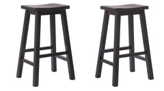 29" Solid Wood Saddle Bar Stool, Set of 2