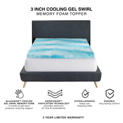 Cooling Gel Swirl Memory Foam Mattress Topper 3"