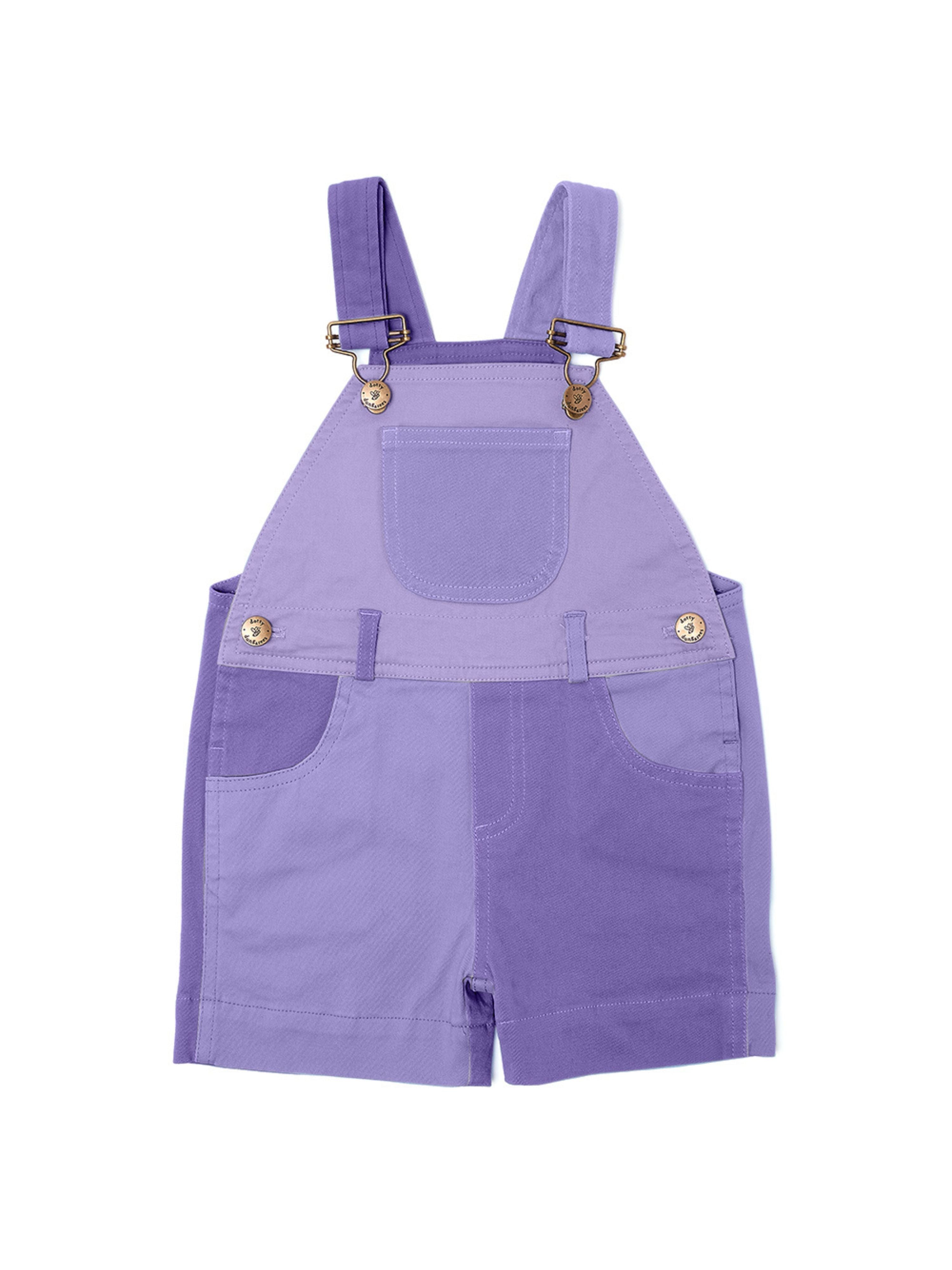  Dotty Dungarees Tonal Colourblock Overall Shorts - Blue - Bonton