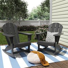 Outdoor Patio Porch Rocking Adirondack Chair, Set of 2