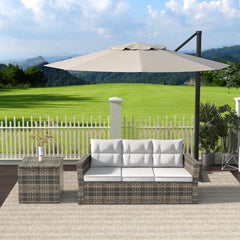 Madore Sofa & Side Table Rattan Seating Group with Cushion