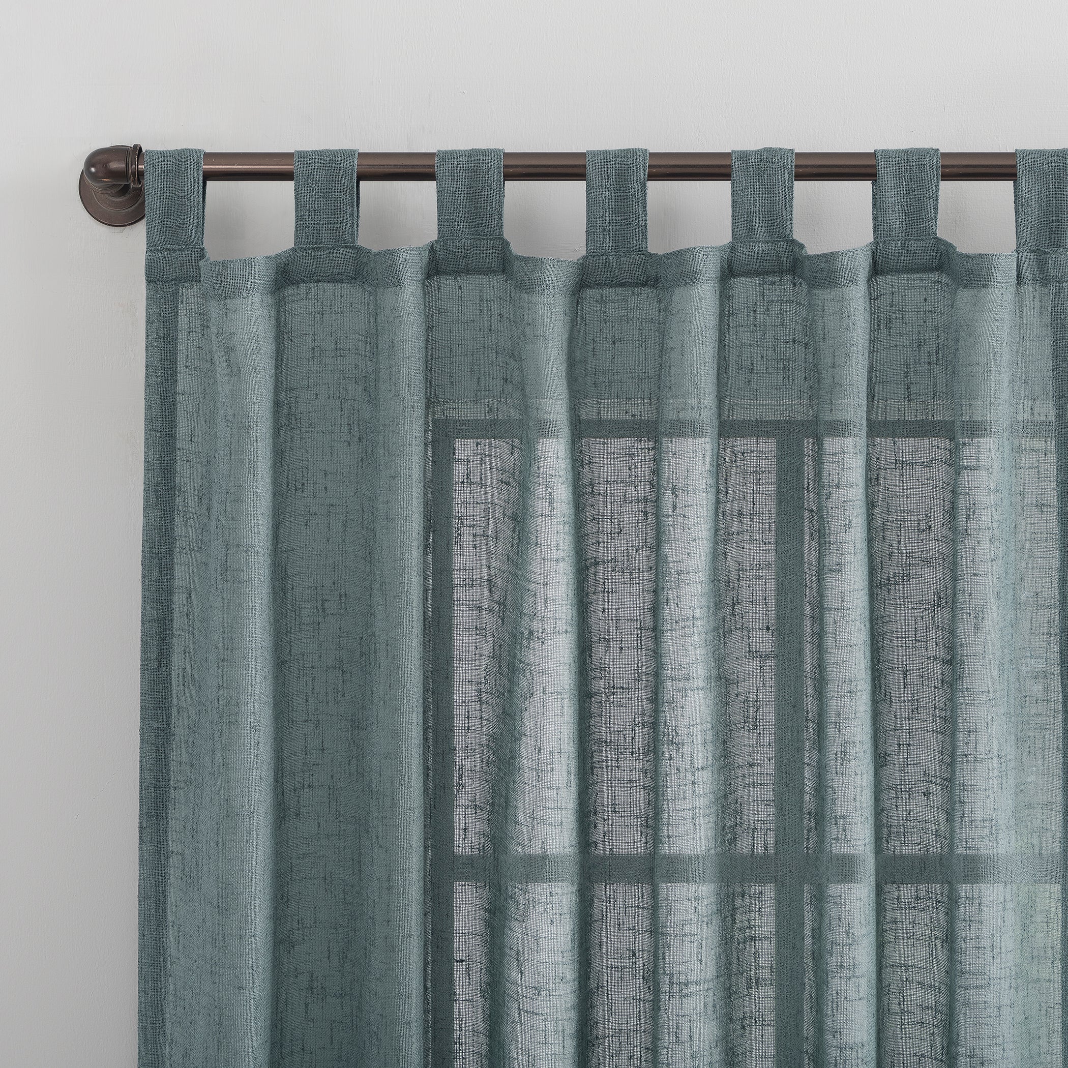  Burlap Weave Linen Blend Tab Top Curtain - Moss Green - Bonton