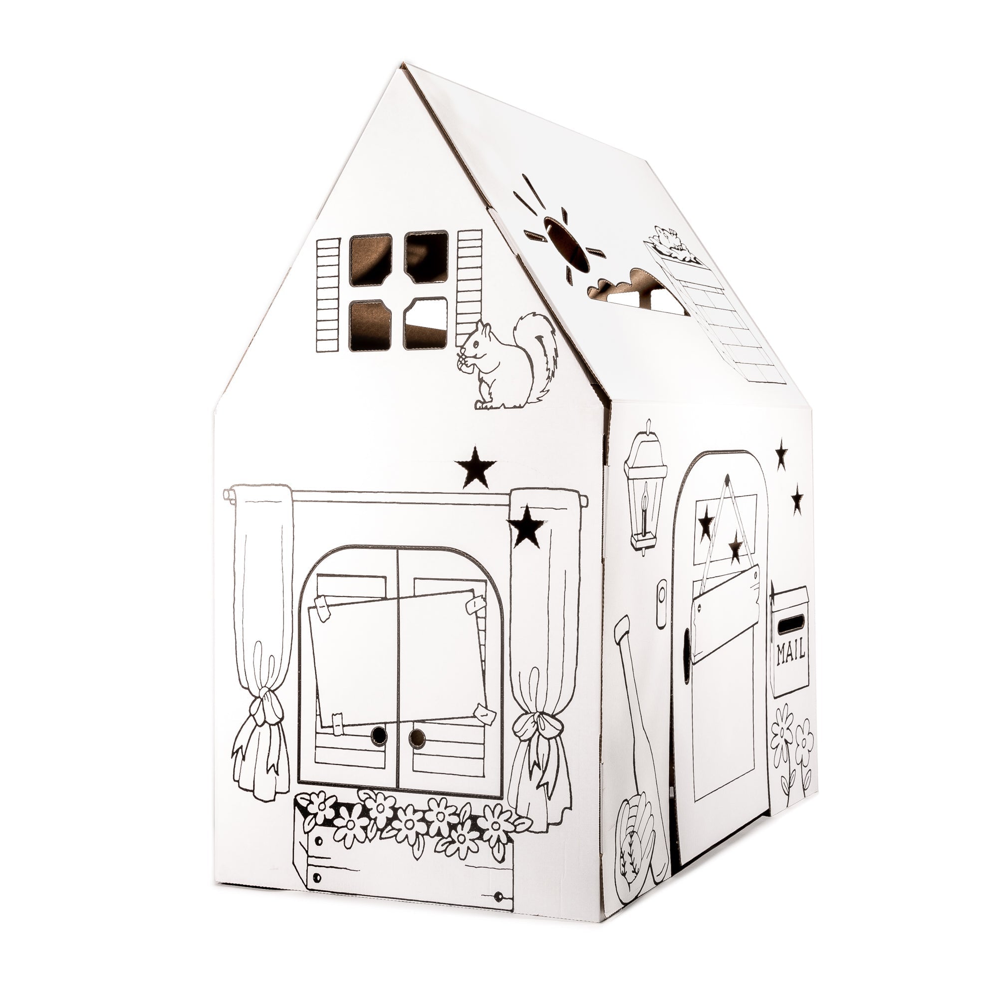  Easy Playhouse Easy Playhouse Cardboard Clubhouse- Decorate & Personalize - White - Bonton