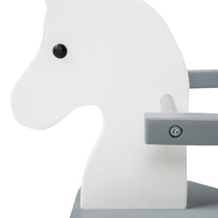 Wooden Ride-on Rocking Horse in White/Gray, 55 Lb Capacity