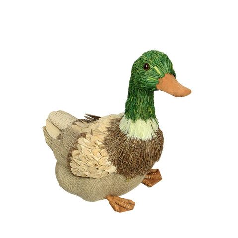 10.5" Tan  Brown and Green Decorative Sitting Duck Spring Table Top Figure