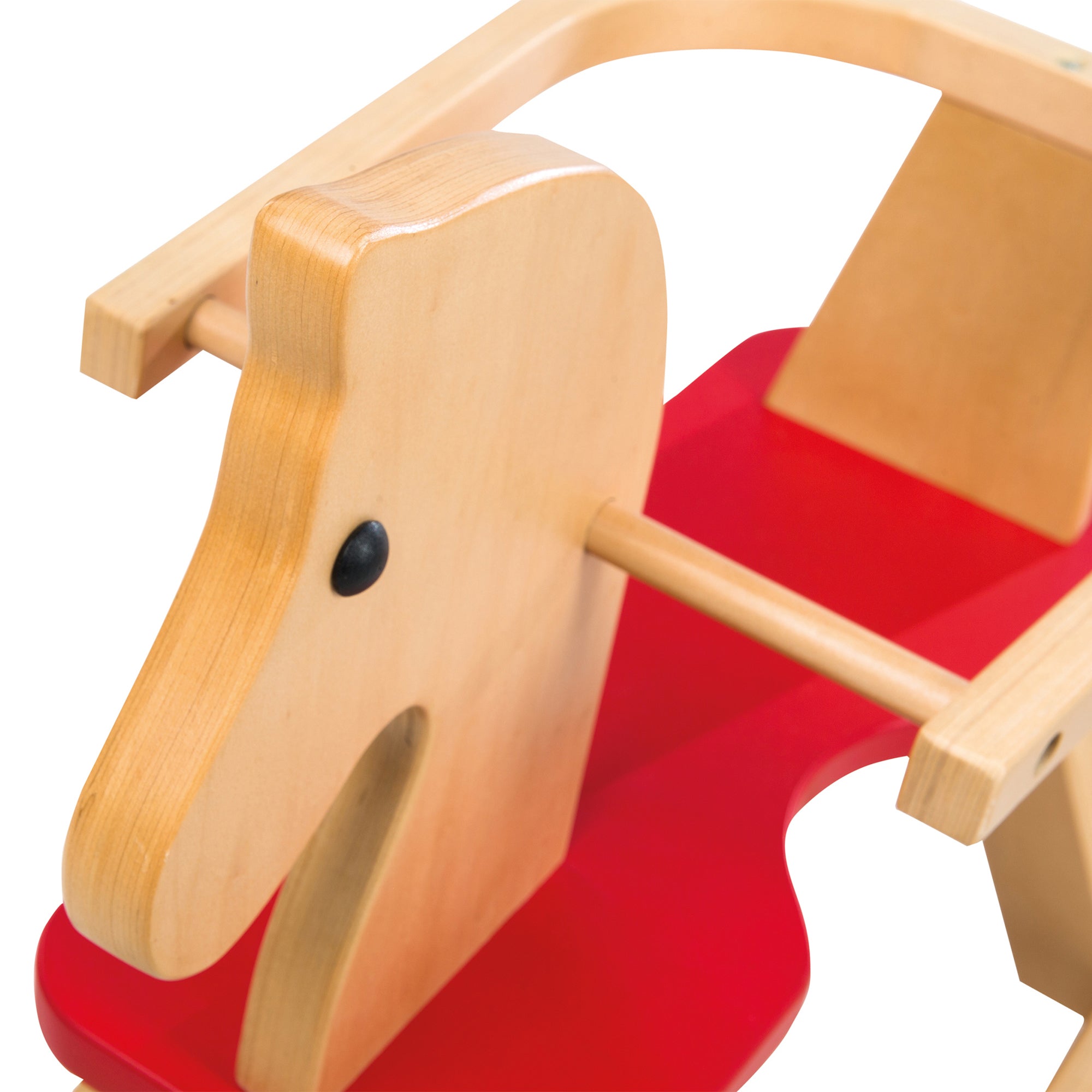  Roba-Kids Wooden Ride-on Rocking Horse in Neutral/Red, 55 Lb Capacity - Multi - Bonton