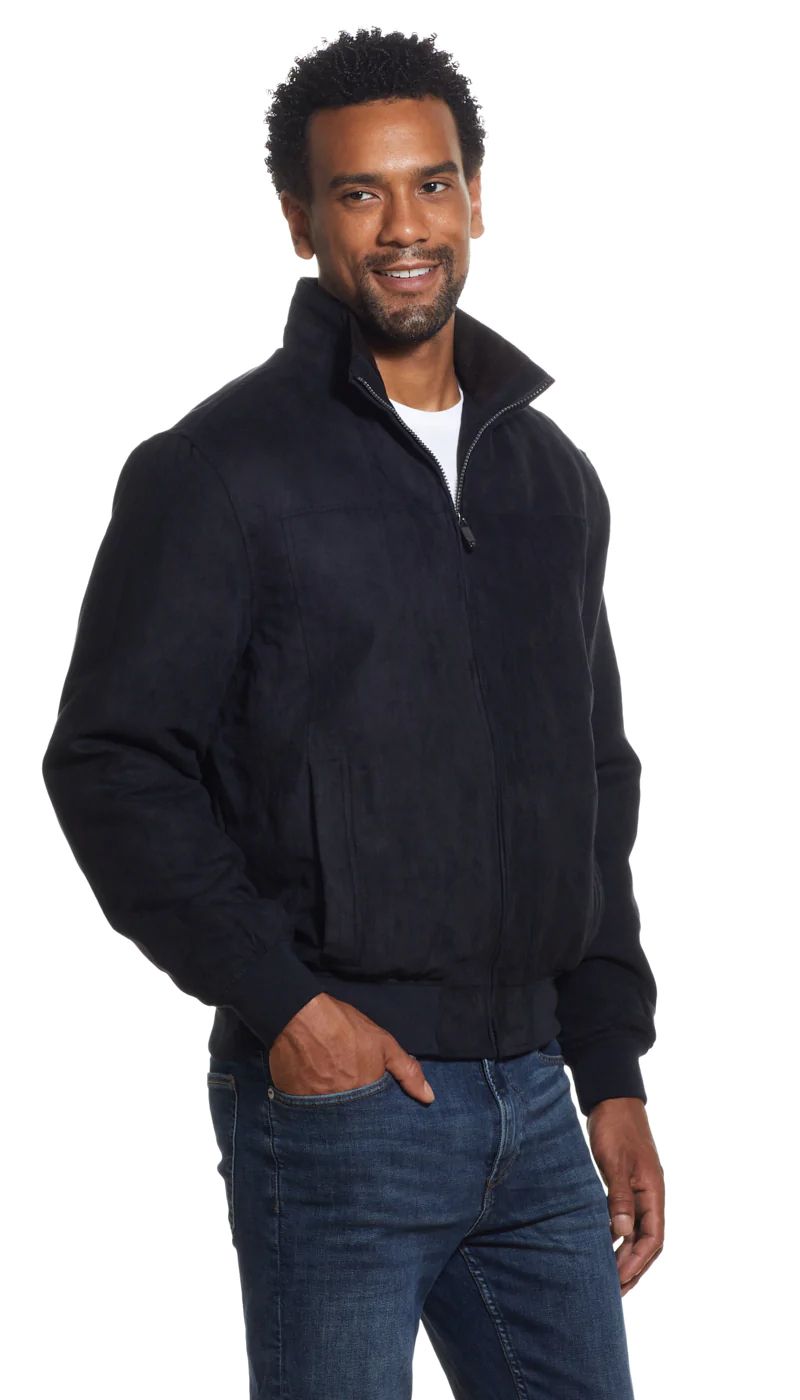  Weatherproof Men's Microsuede Bomber Jacket - Black - Bonton