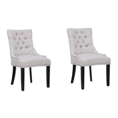 Upholstered Wingback Button Tufted Dining Chair, Set of 2