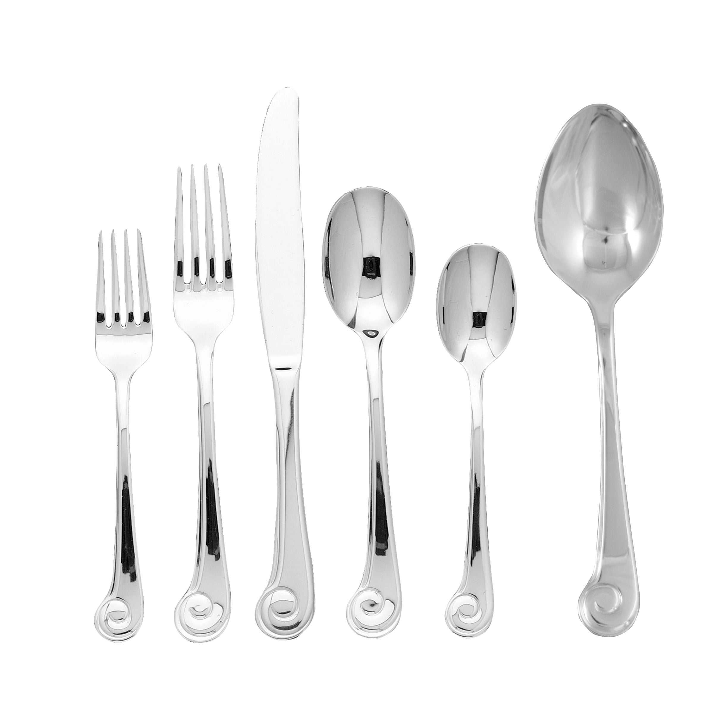  Ginkgo Sanibel Surf Stainless Steel Flatware 42 Piece Set - Mirror Stainless Steel - Bonton