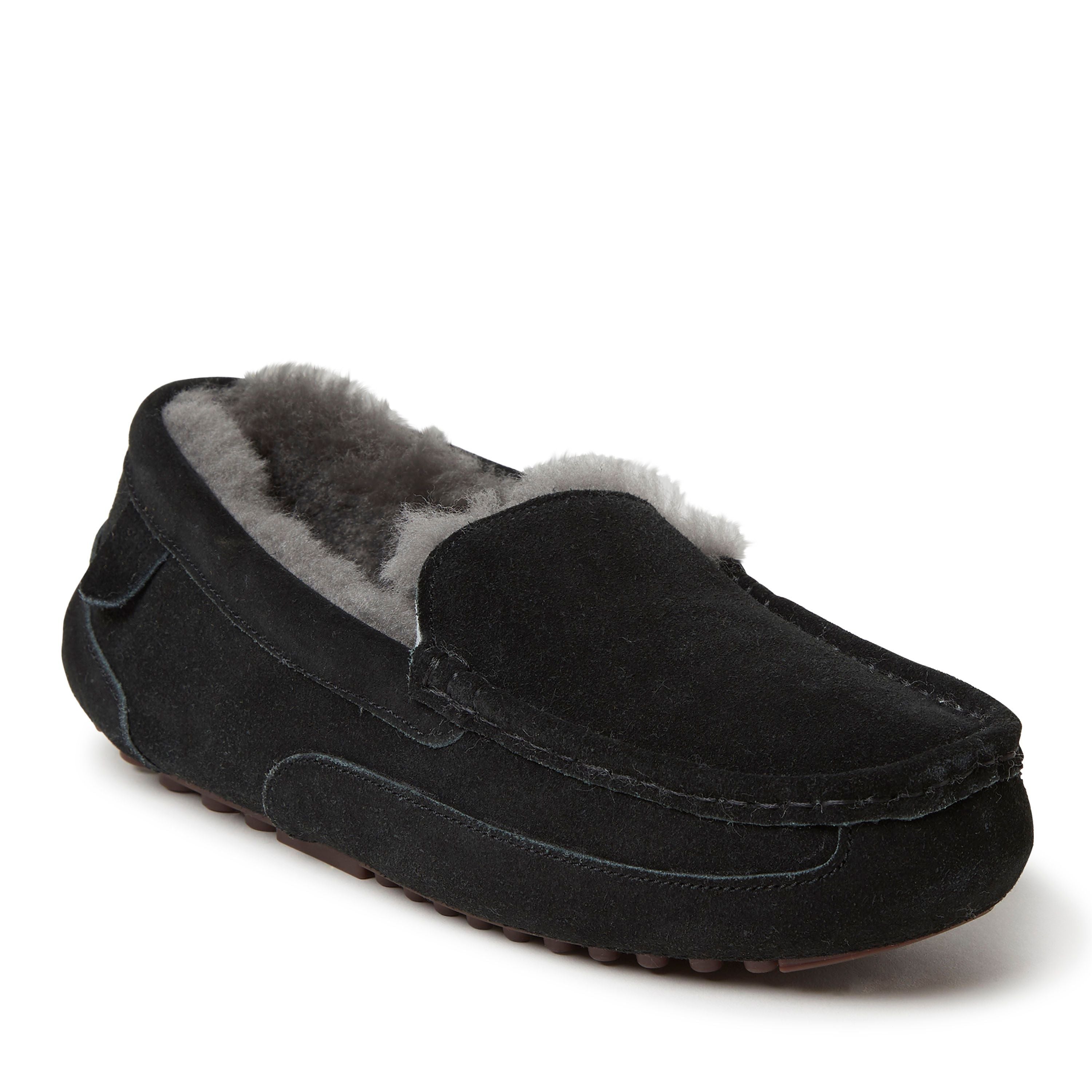  Dearfoams Fireside by Men's Melbourne Shearling Indoor/Outdoor Moccasin Slipper - Brown - Bonton