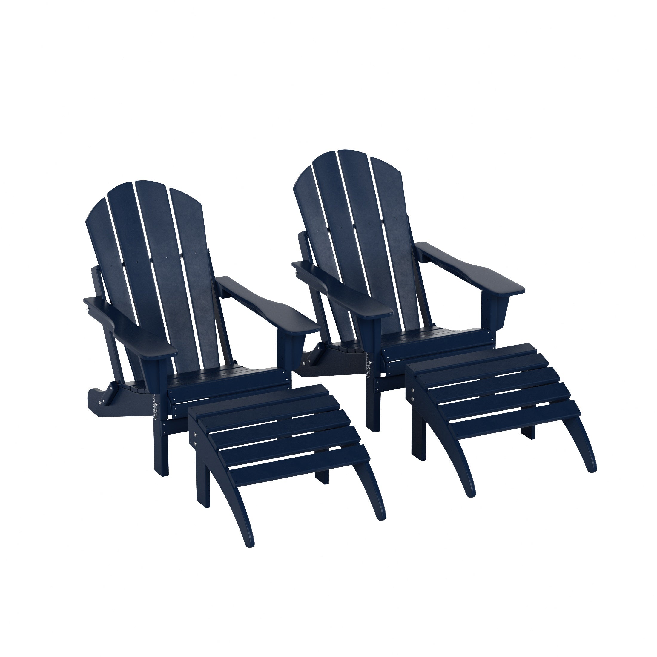  Westin Furniture 4-Piece Adirondack Conversation Chair with Footrest Ottoman Set - Navy Blue - Bonton