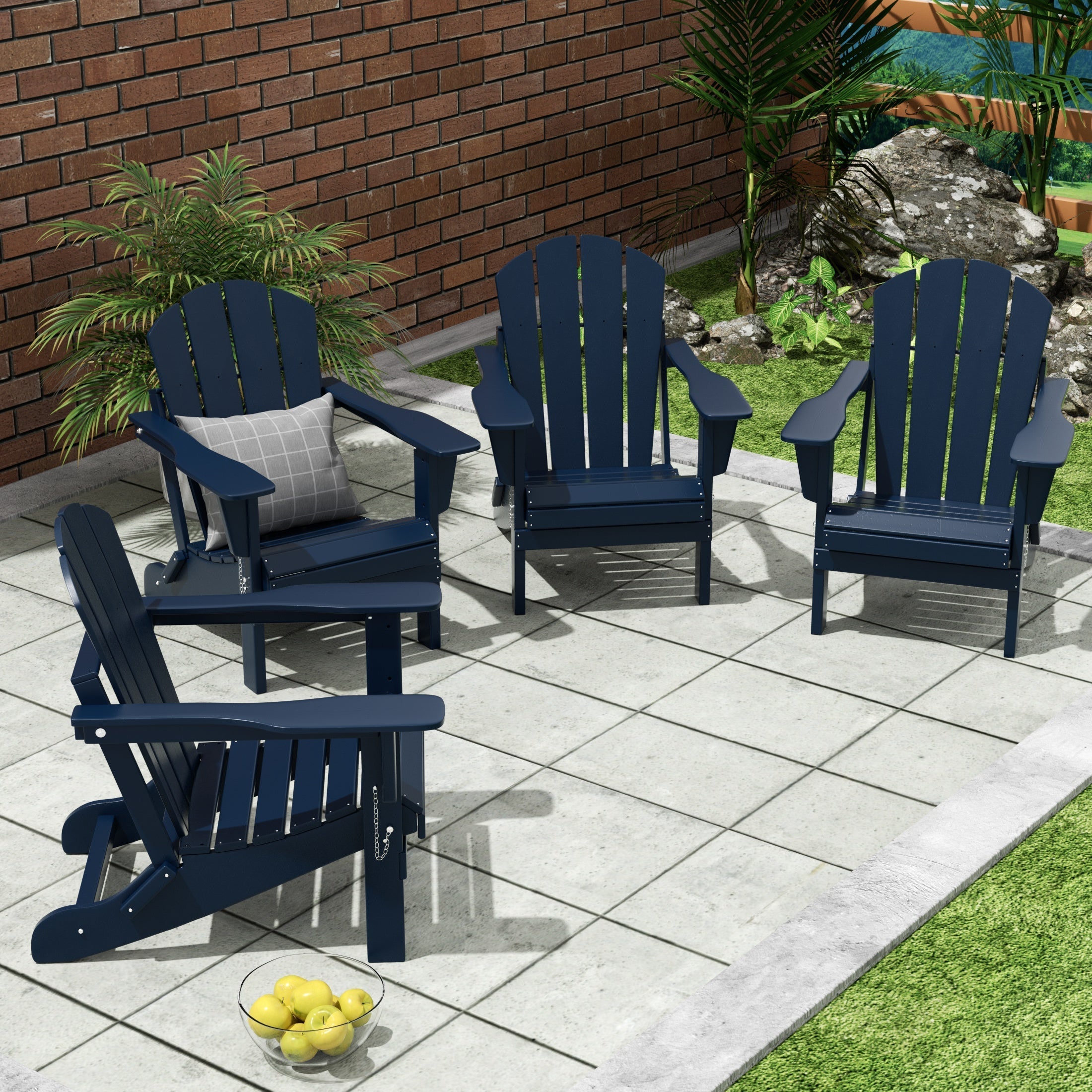  Westin Furniture Outdoor Patio Folding Adirondack Chair, Set of 4 - Lime - Bonton