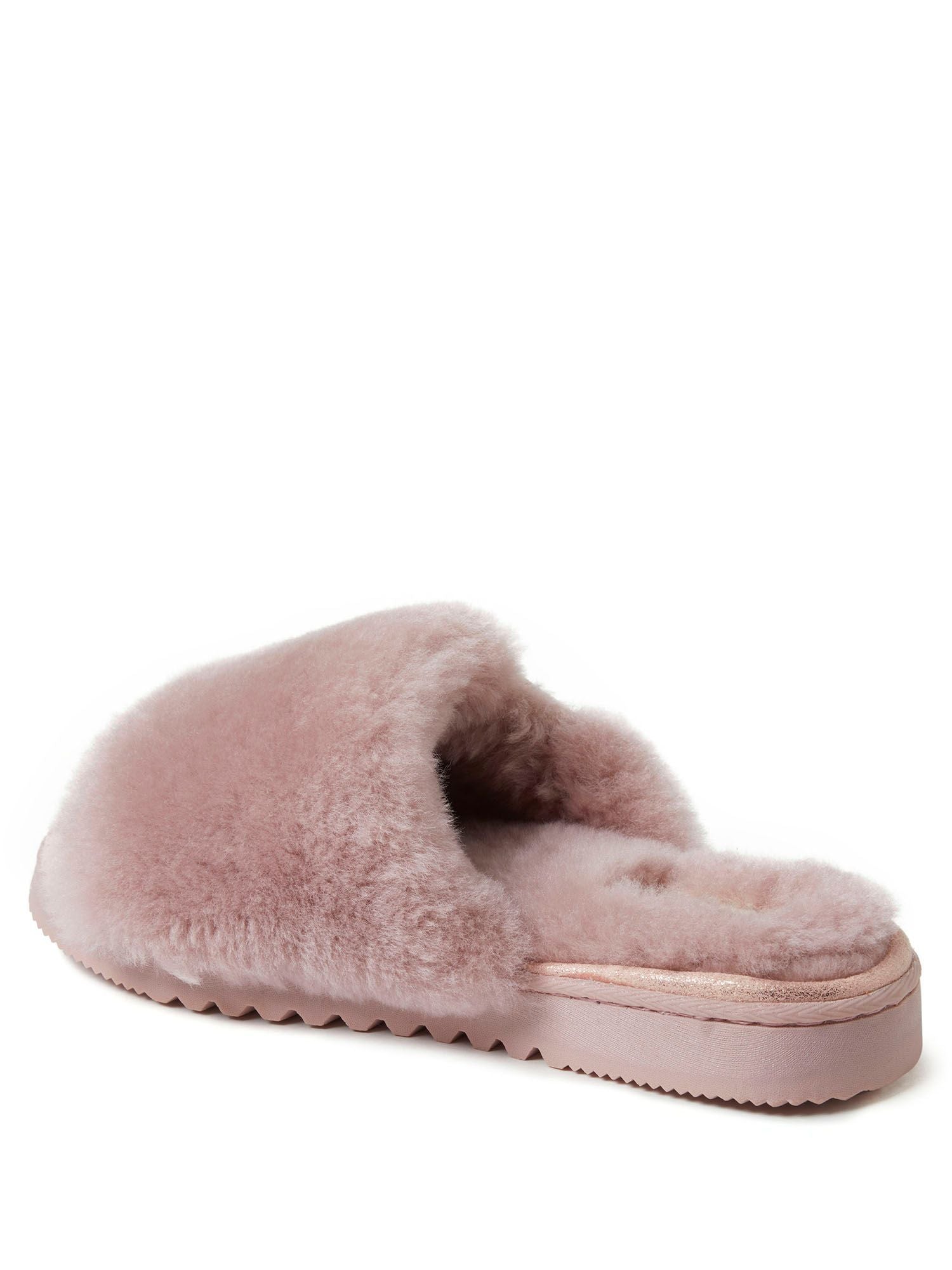  Dearfoams Fireside by Women's Cairns Shearling Easy On/Off Slide Sandal Slipper - Pink - Bonton