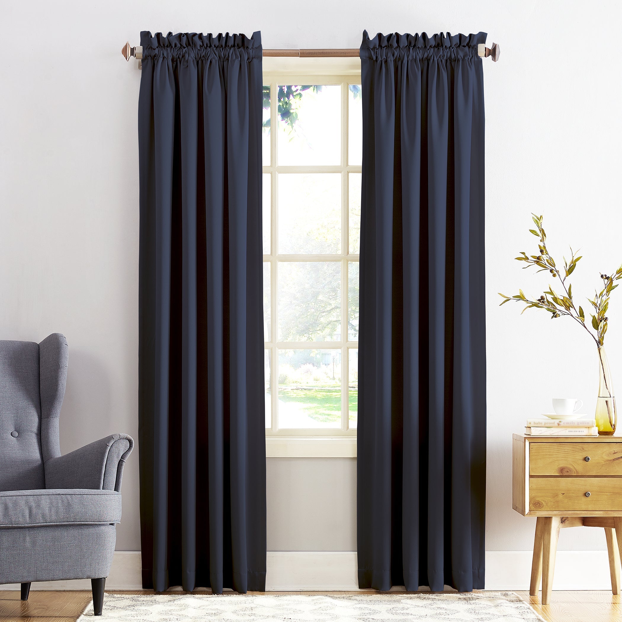  Sun Zero Lark Room Darkening Rod Pocket Curtain Panel - Stone - Bonton