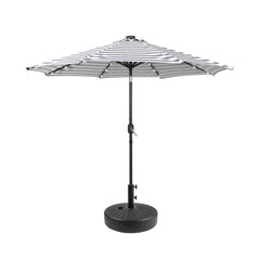 9 ft Outdoor Patio Solar LED Market Umbrella with Black Round Base