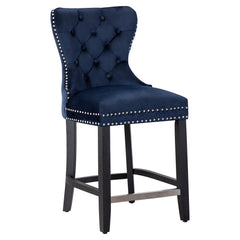 24" Tufted Velvet Counter Stool  Black & Velvet