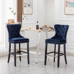 29" Tufted Velvet Bar Stool, Set of 2