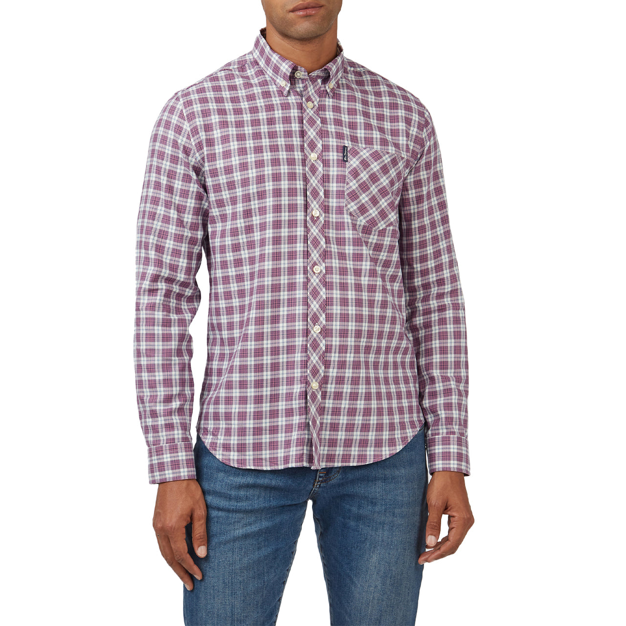  Ben Sherman House Tartan Buttondown Shirt with Long Sleeves - Cobalt - Bonton