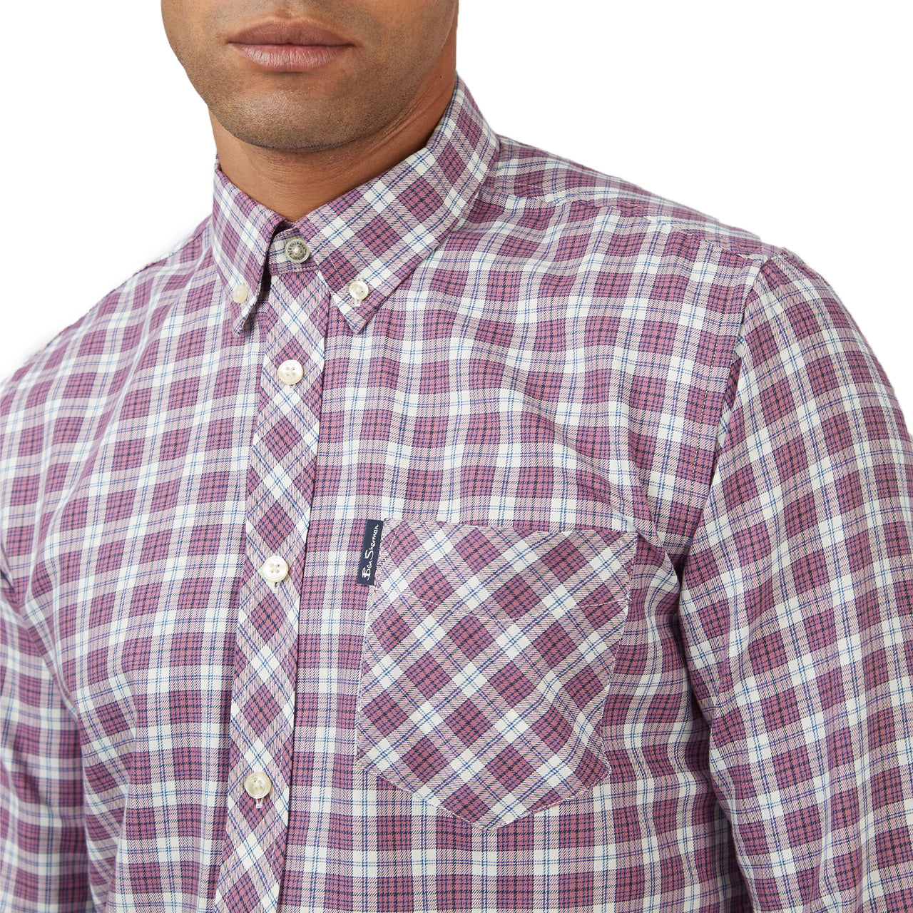  Ben Sherman House Tartan Buttondown Shirt with Long Sleeves - Cobalt - Bonton