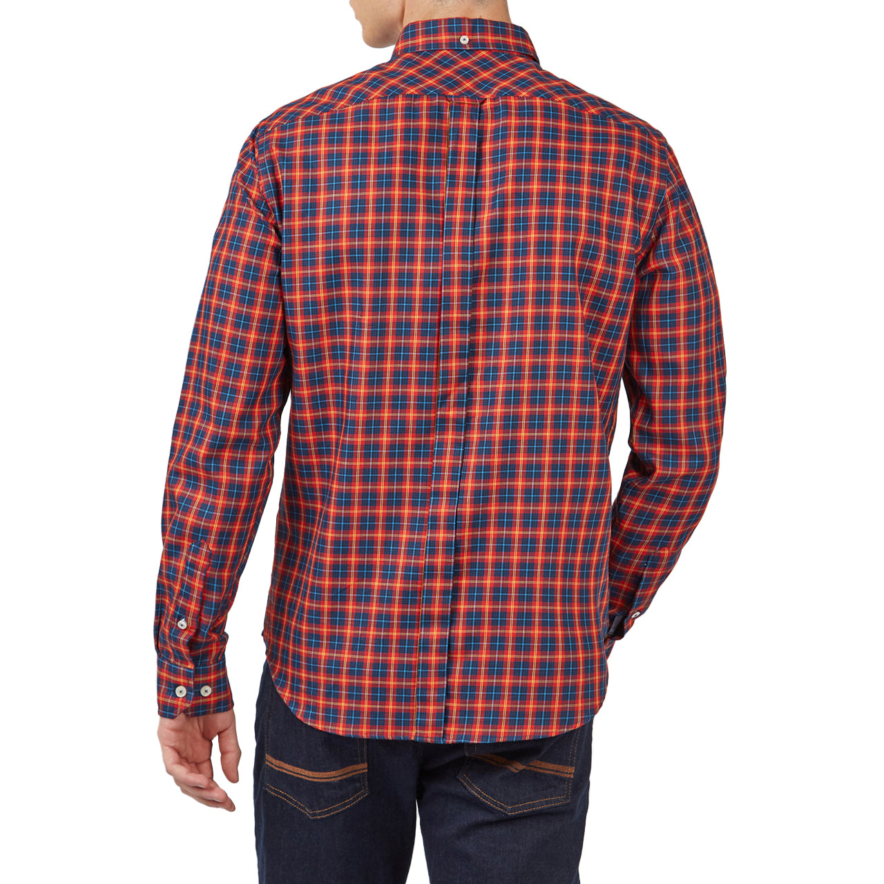  Ben Sherman House Tartan Buttondown Shirt with Long Sleeves - Cobalt - Bonton