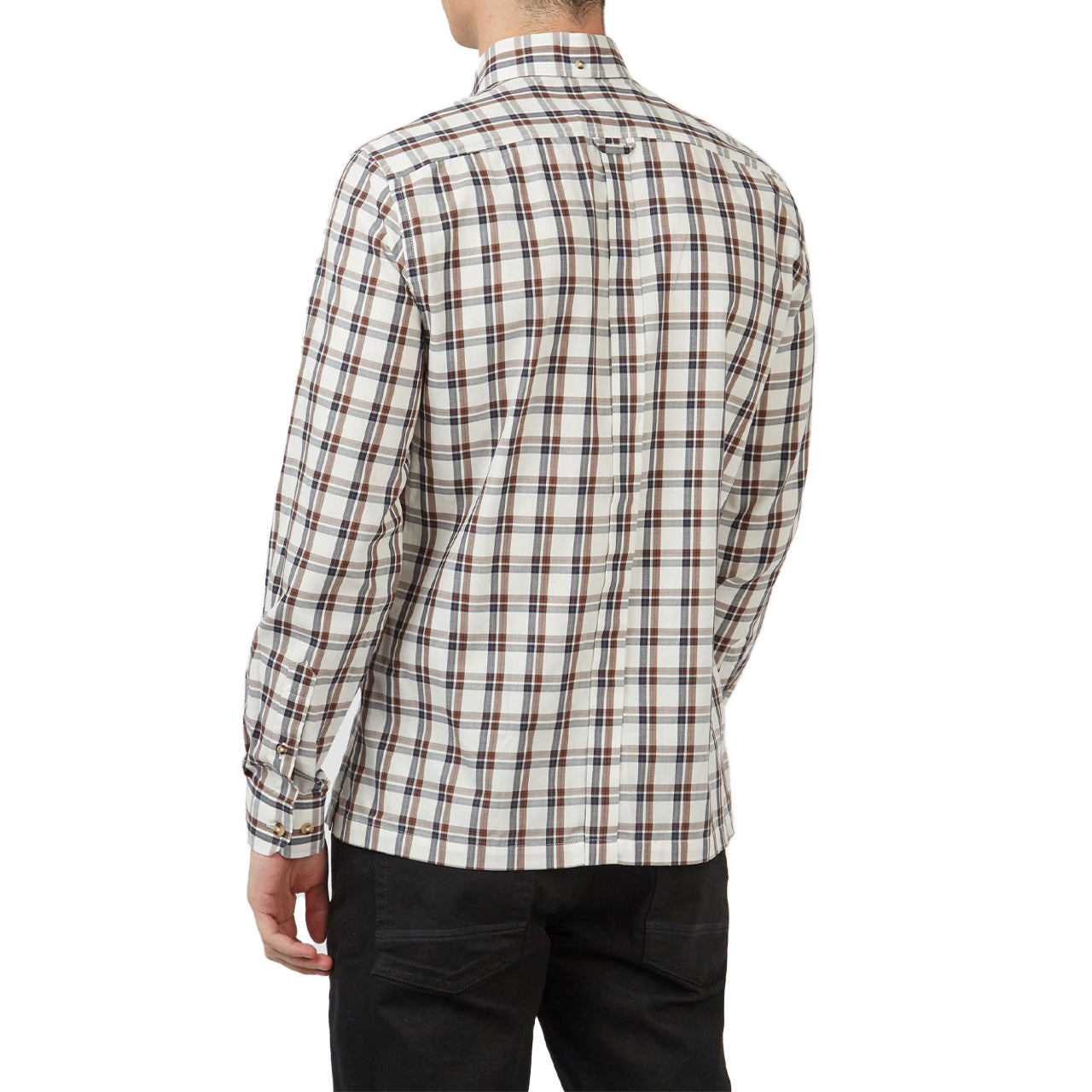  Ben Sherman Long Sleeve Grid Check Buttondown Shirt - Ivory - Bonton