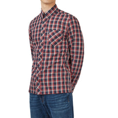 Long Sleeve Grid Check Buttondown Shirt