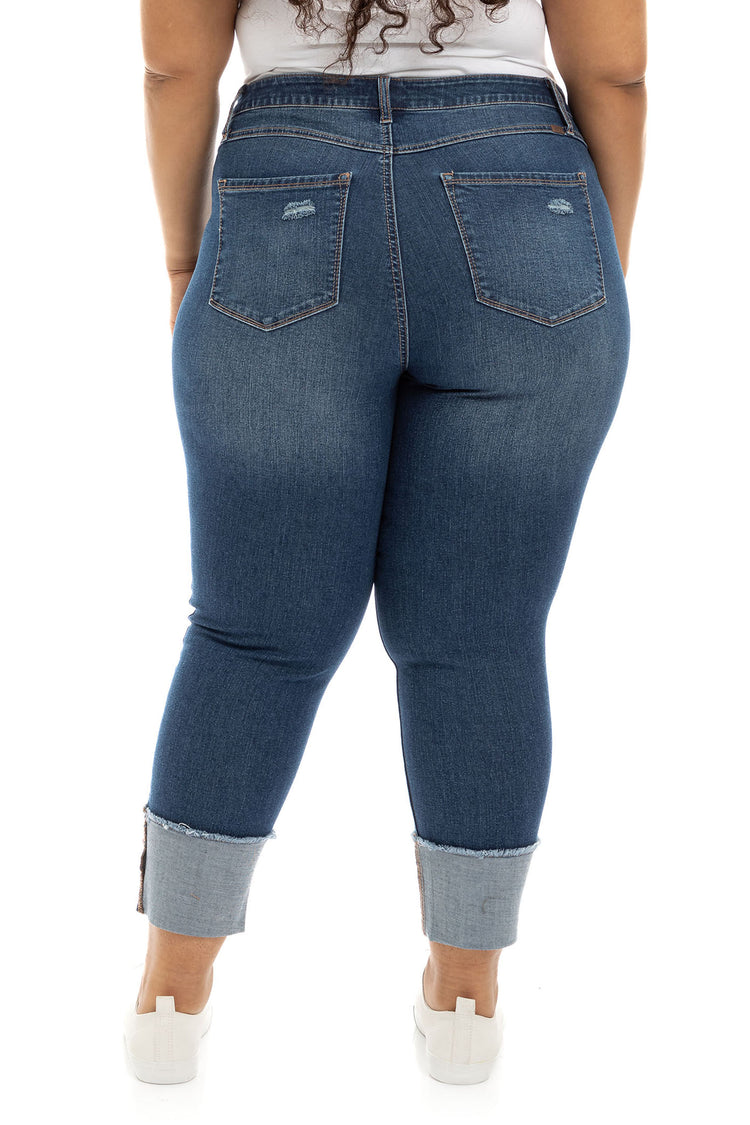 Plus 29.5" - 25" Fray Cuff Denim Jeans