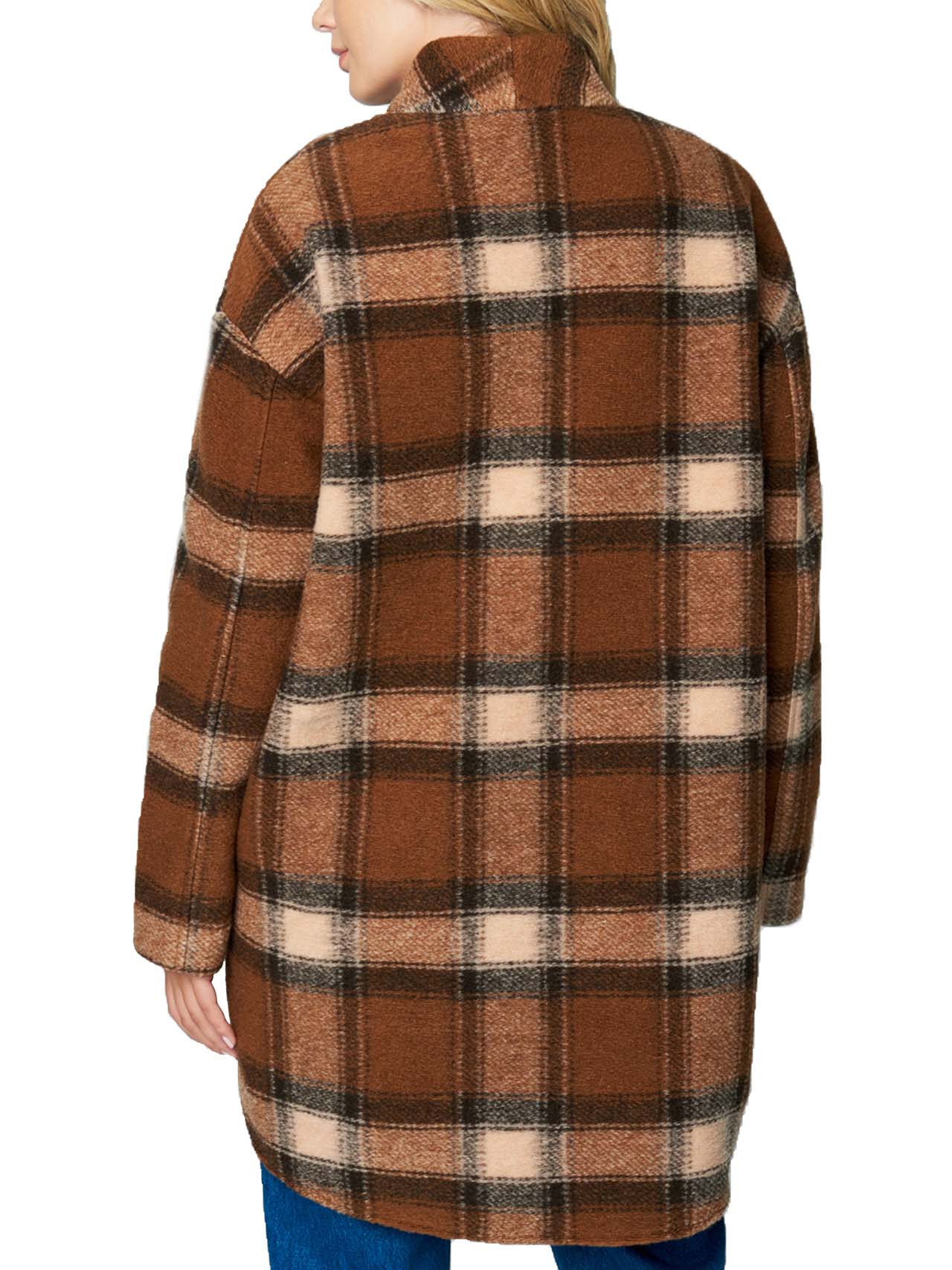  BlankNYC Simple Plaid Cocoon Coat - Brown - Bonton