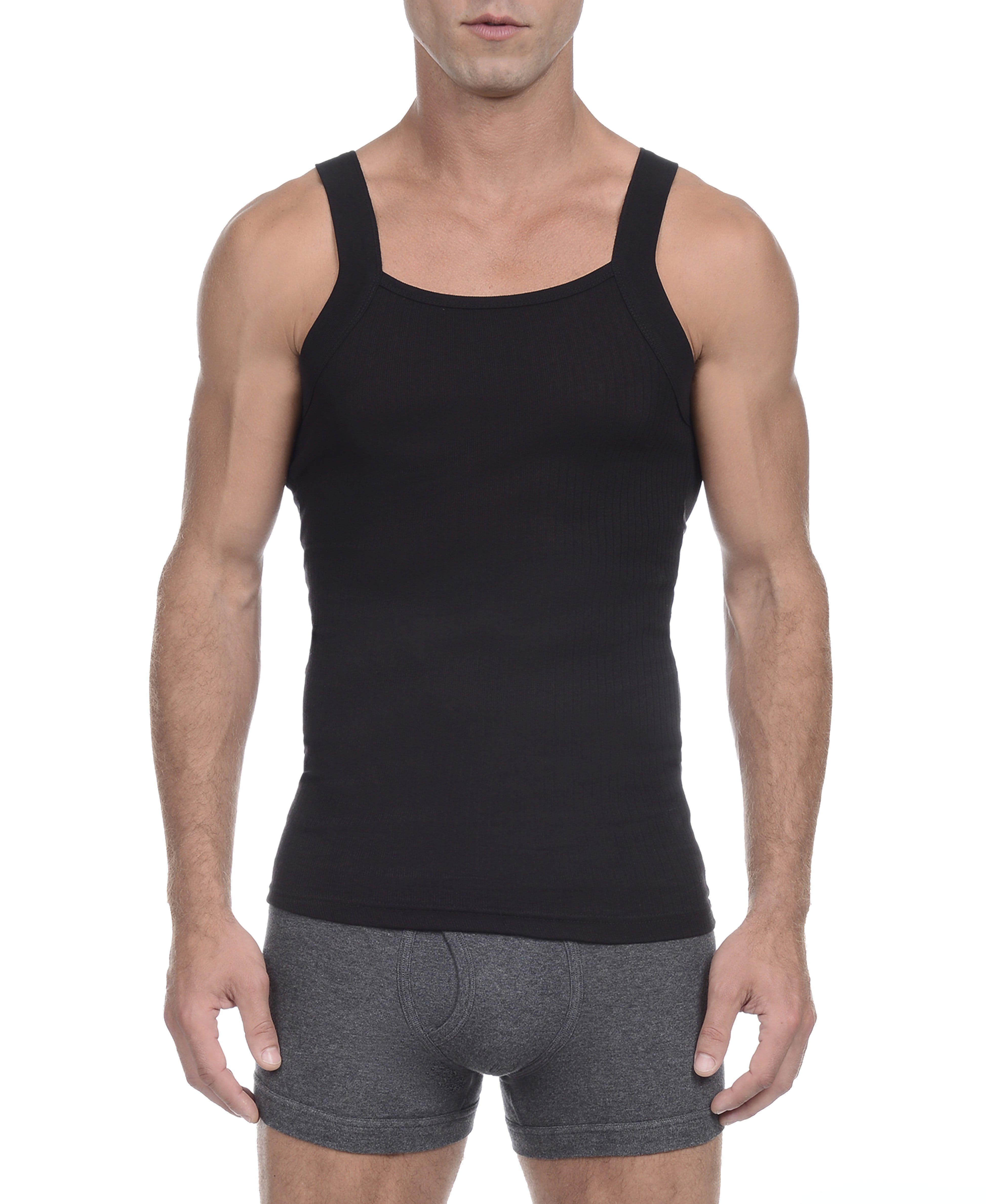  2xist 2 Packs Square-Cut Tank - Charcoal / Grey Heather - Bonton