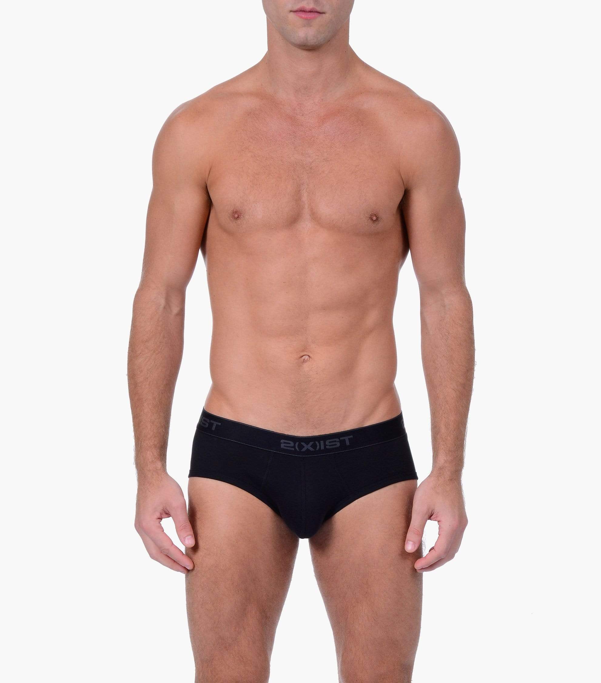  2xist Cotton 3 Pack Contour Pouch Brief - Black / Charcoal Heather / Red - Bonton