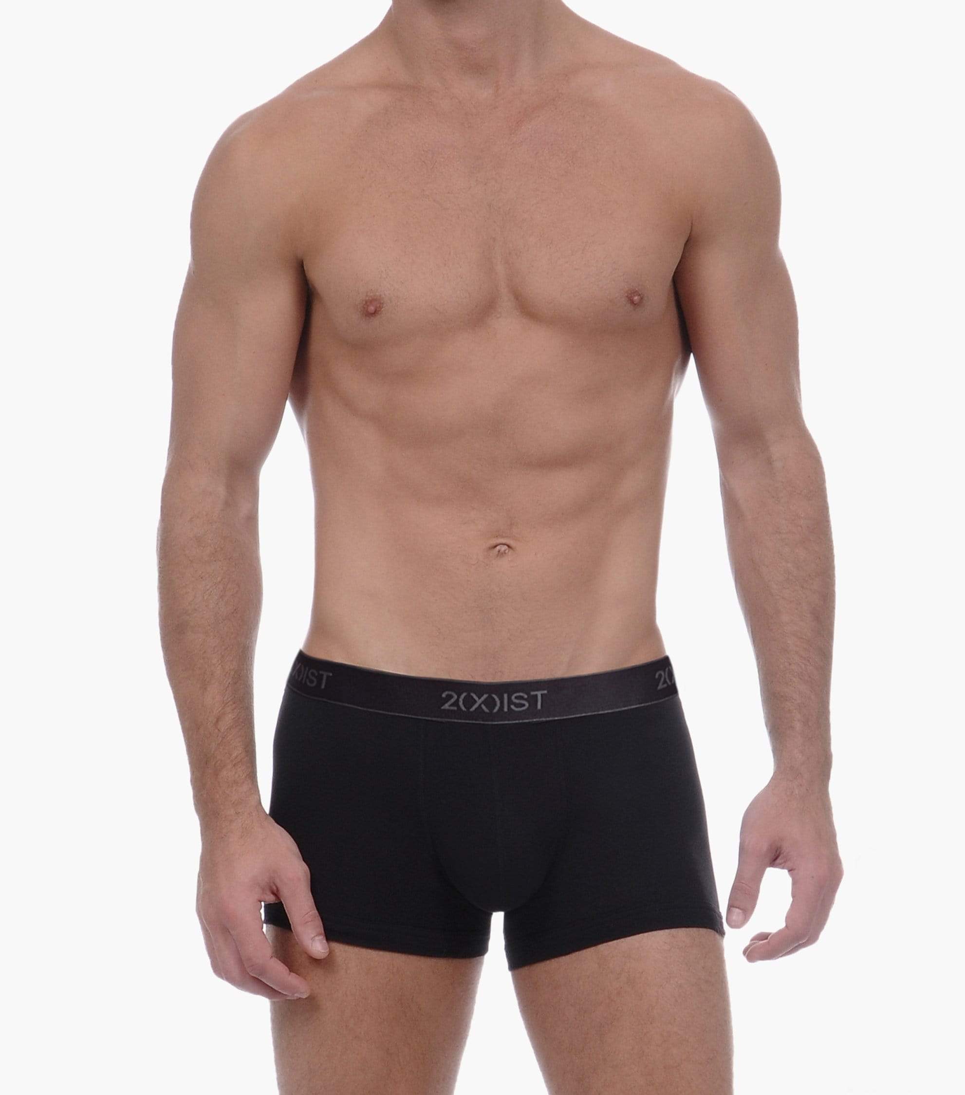  2xist Cotton 3 Packs No Show Trunk - Black / Grey Heather / Charcoal Heather - Bonton