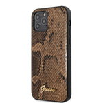 iPhone 12 Pro Max - PU Leather Python Pattern With Metal Logo - Guess Brown