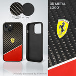 iPhone 14 Plus - PC/TPU Red Bimaterial Case Carbon And Polycarbonate With Silver Stripe - Ferrari2