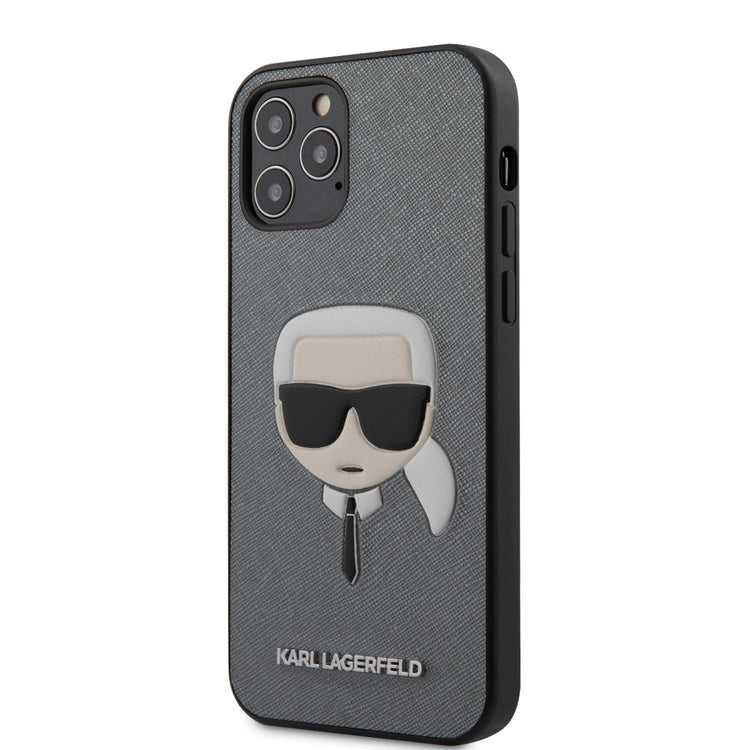 iPhone 12 Pro Max - PU Leather Silver Saffiano Embossed - Karl Lagerfeld