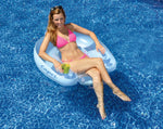 36.5" Inflatable Capri Transparent Light Blue Swimming Pool Chair Float