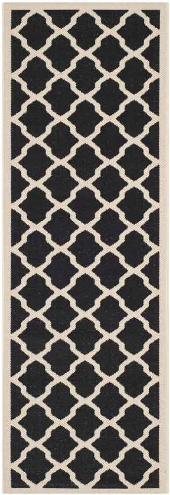  Safavieh Courtyard 6903 Indoor / Outdoor Rug - Black / Beige - Bonton