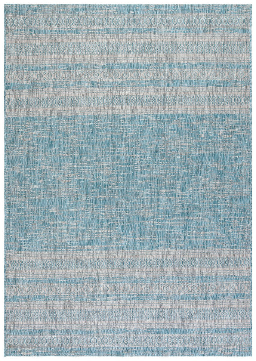  Safavieh Santorini Beach 1 Indoor / Outdoor Rug - Aqua / Grey - Bonton