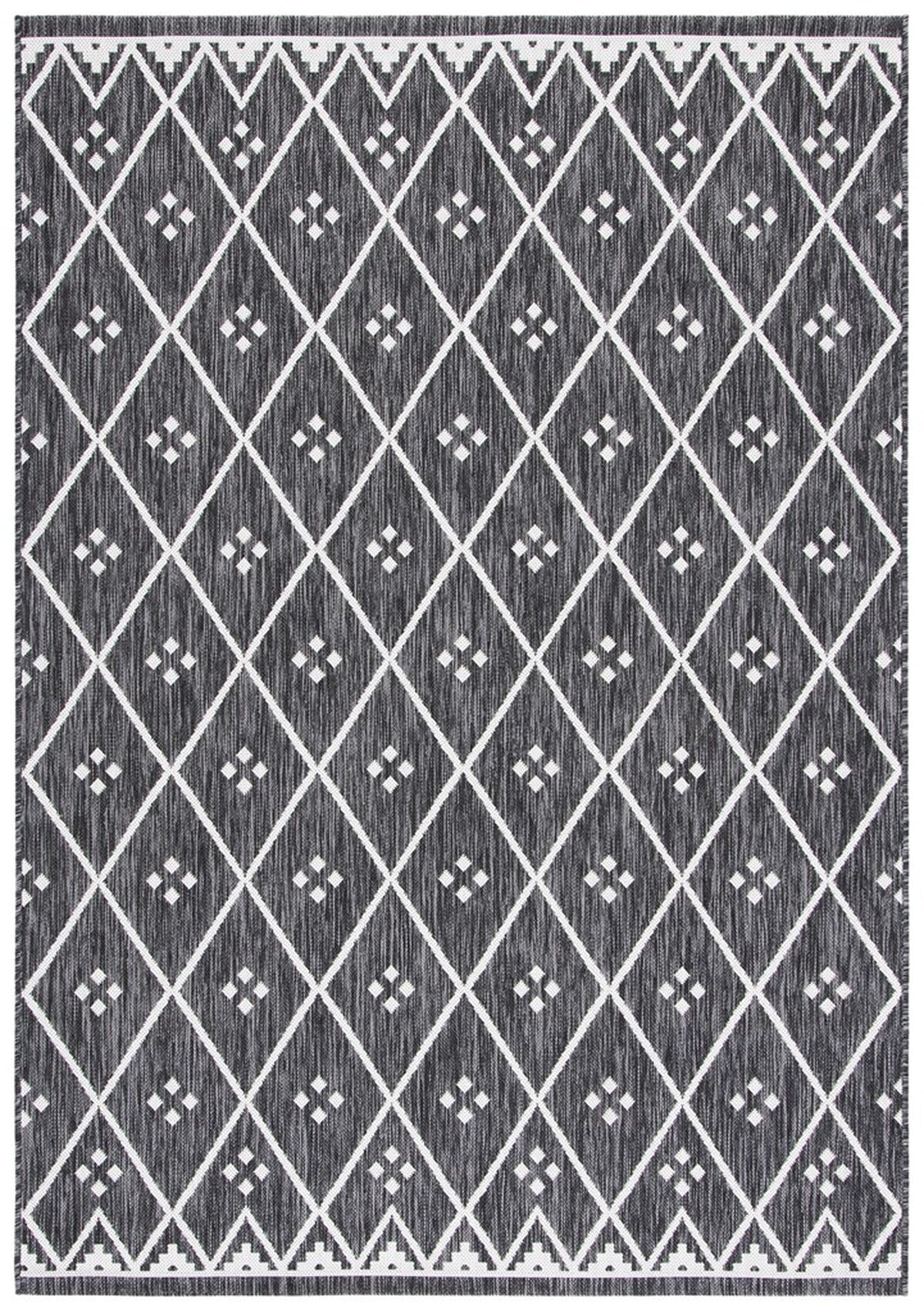  Safavieh Courtyard 8303 Indoor / Outdoor Rug - Black / Ivory - Bonton